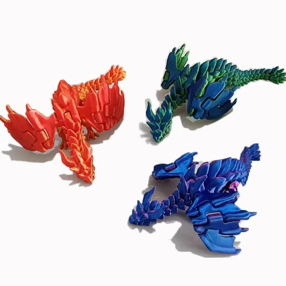 3D Printed Toys Dragon Figures Simulation Model Multi-joint Movable Ornament Decorative Desktop Creativity Novelty Kids Gifts