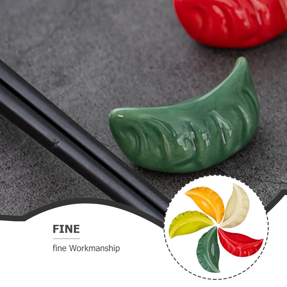 

5Pcs Cute Ceramic Chopstick Rest Dumpling Style Spoon and Fork Holder Tableware Stand Kitchen Decorative Utensil Rest Gift Idea