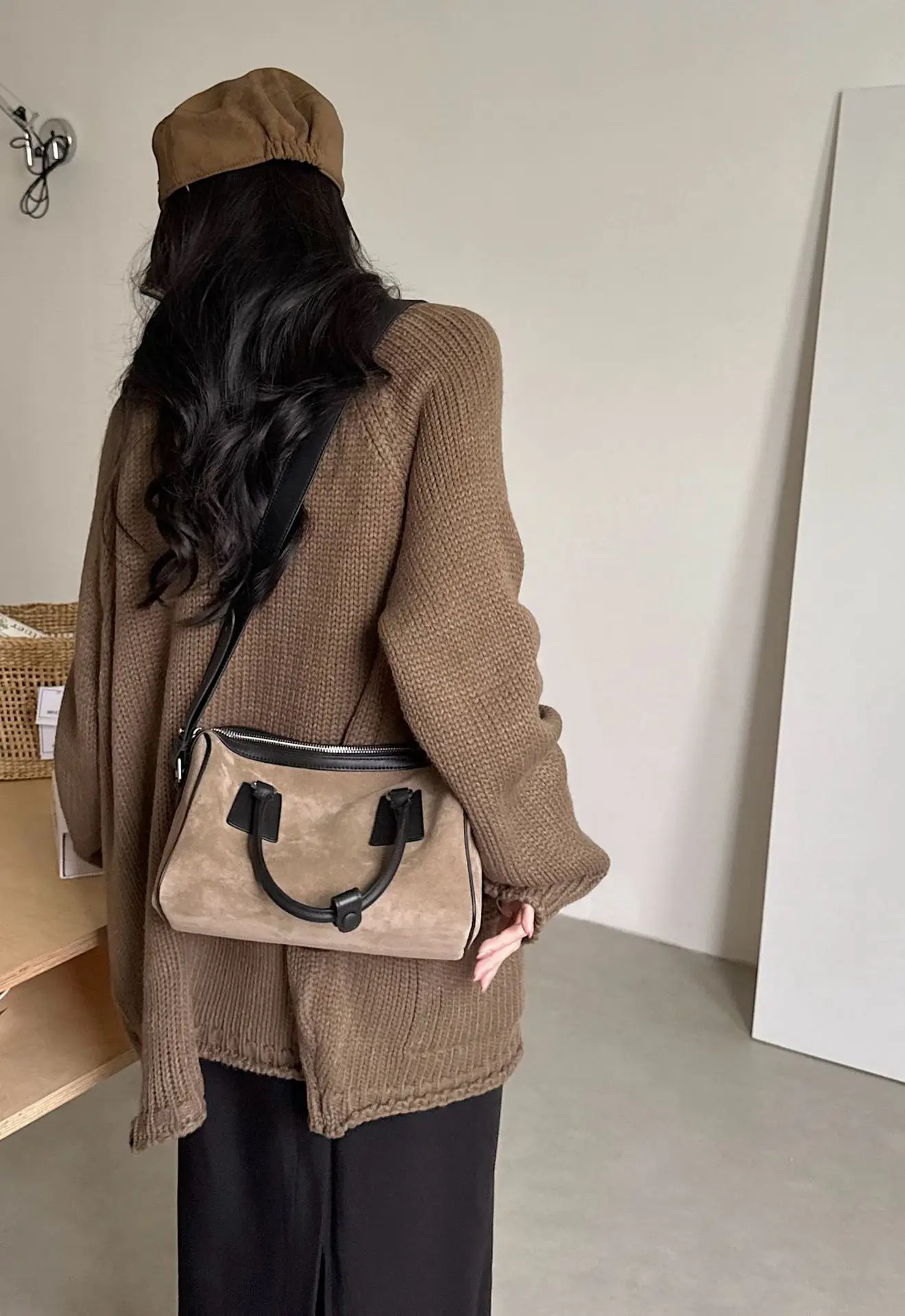 FIRMRANCH New Vintage Genuine Leather Handbag Simple Style Metal Buckle Fashionable Single Shoulder Crossbody  For Woman Tote