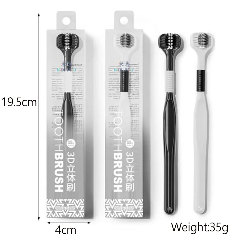 Three Sided Wrapped Adult Toothbrush Black And White Couple Travel Set Package Style Deep Cleaning Of Gums Oral Cavity Healthy