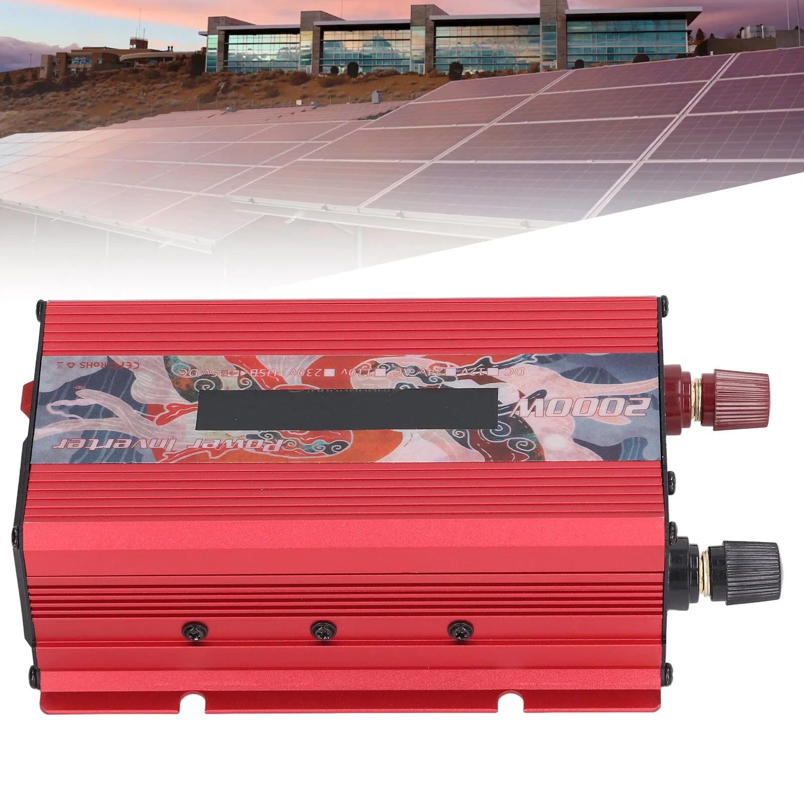 Car Power Inverter DC to AC Fast Heat Dissipation LCD Display 2.0 USB Port Solar Sine Wave Car Power Inverter 2000W