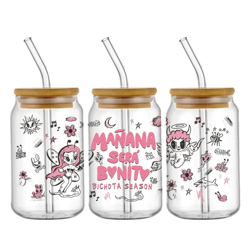 Cartoon 3d uv dtf überträgt Aufkleber 16oz Tasse Wraps Karol g Stern gedruckt für DIY Glas Keramik Metall Leder