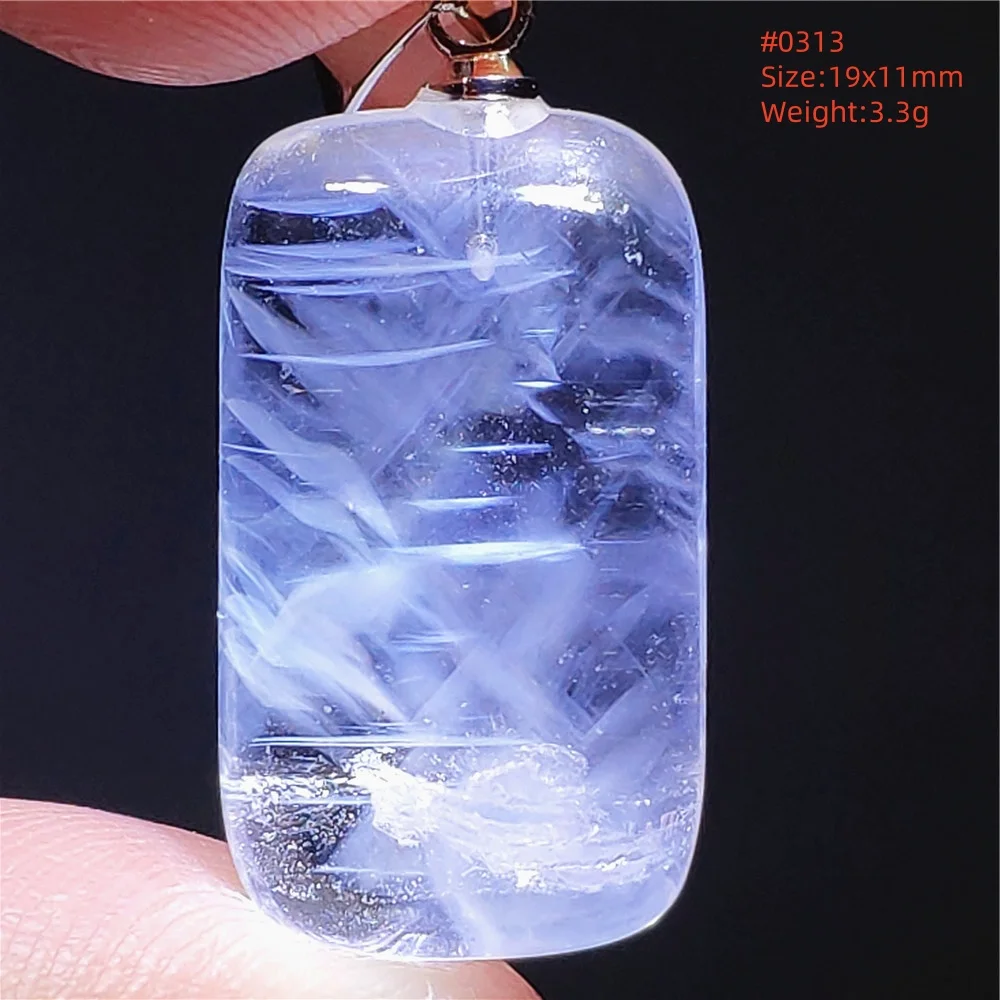 Genuine Natural Blue Feather Rutilated Quartz Pendant Angel Pyramid Needle Feather Rutilated Crystal Women Men AAAAAAA view 3