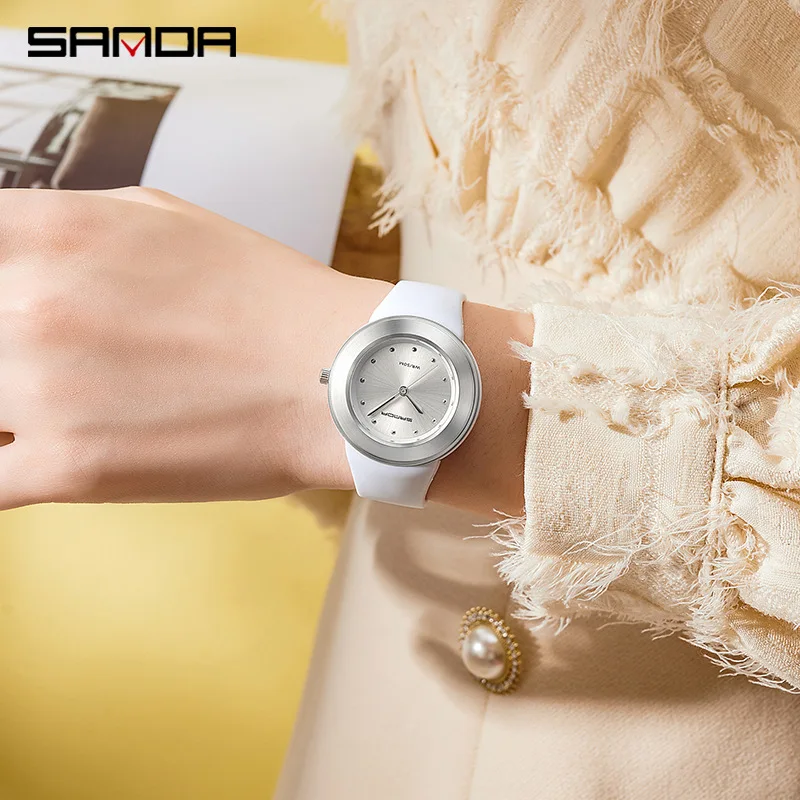 SANDA 3119 Quartz Watch Leisure Creative Crystal Sports Outdoors Waterproof Pointer Display for Men and Women's Watches Gift