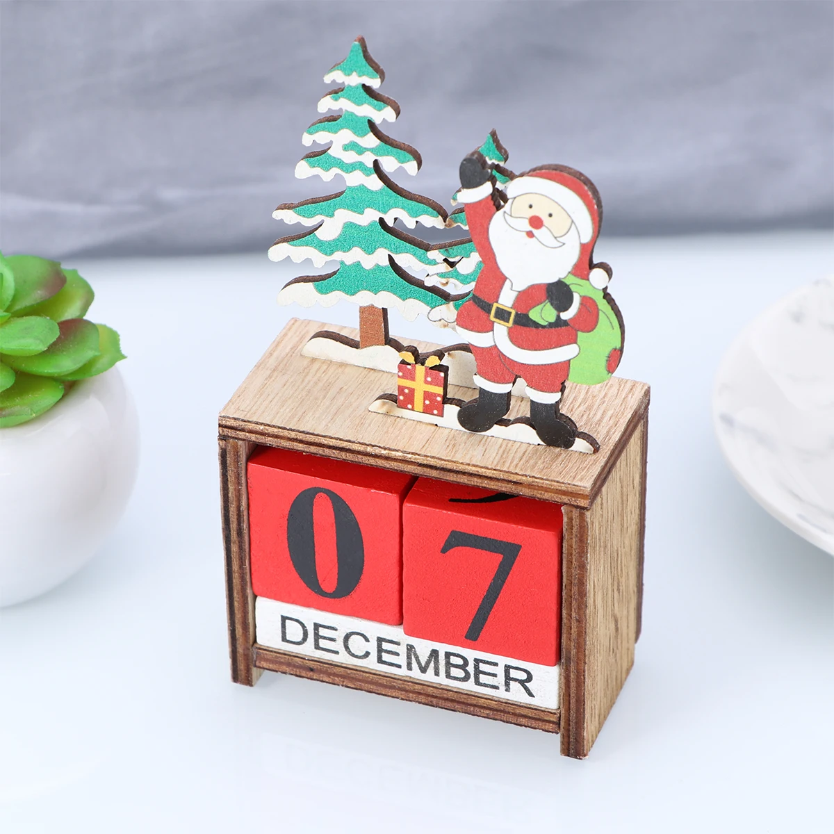 

Wooden Tree Calendar Home Decor Decorative Christmas Decoration Vintage Date Block Perpetual Office Desk Building Blocks Child