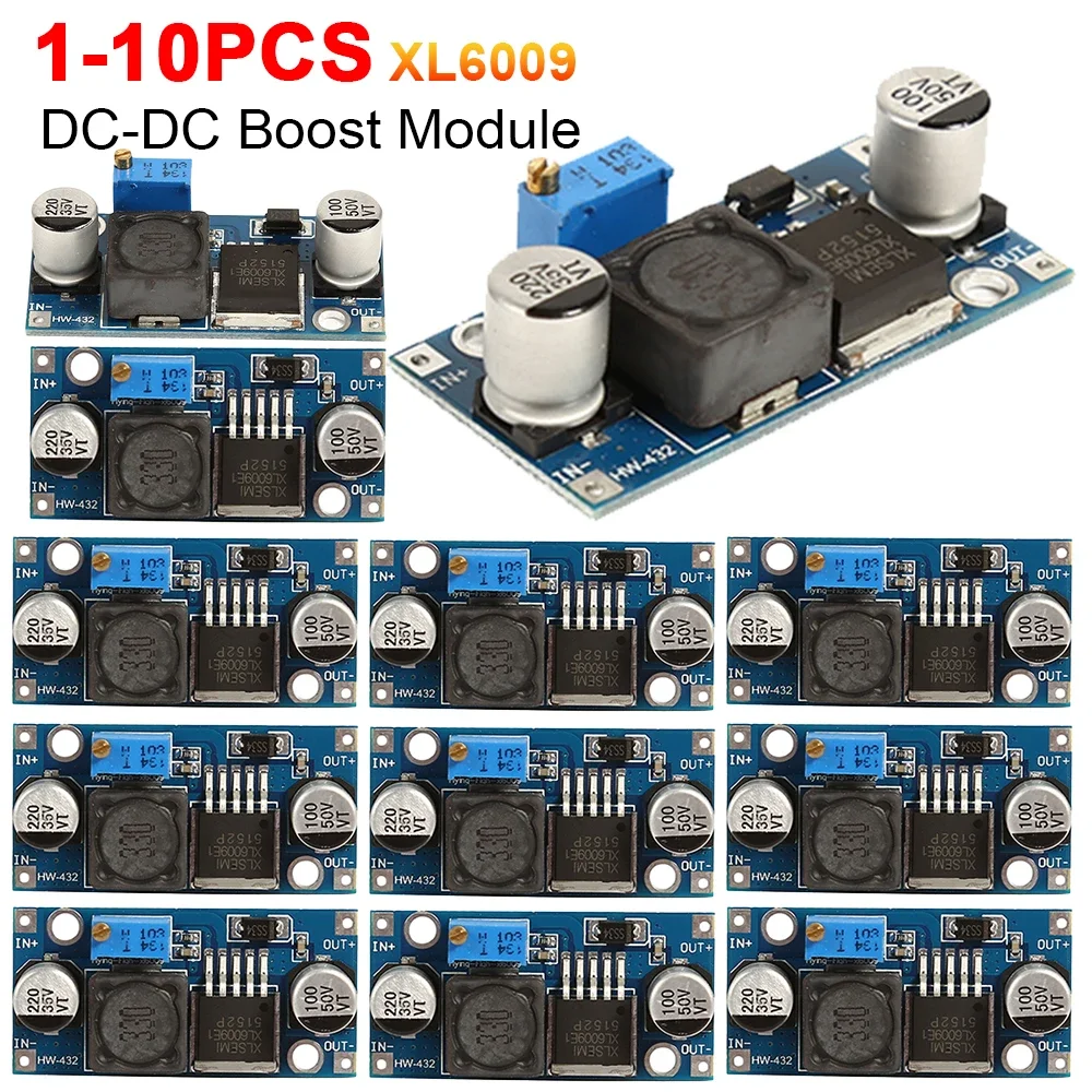 1-10PCS XL6009 4A Boost Converter Step Up Adjustable 15W 5-32V to 5-50V DC-DC Power Supply Module LM2577 Step-up Module