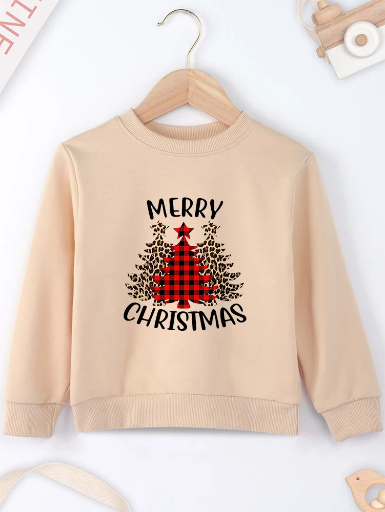 Merry Christmas Kids Sweatshirt Red Fashion Home Boys Hoodie Christmas tree Print Children\'s Clothes Xmas Gift Toddler Girl Tops