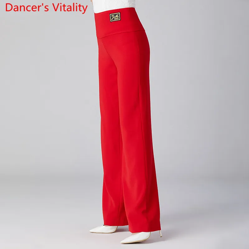 Modern Dance Wear Women New Latin Ballroom National Standard Dancing Loose Pants Black Trousers Competition Training Clothes