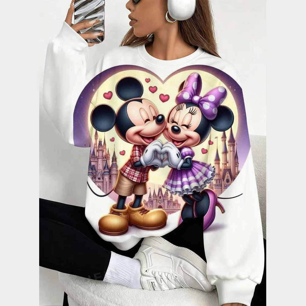 Hoodies femininos série disney moletom feminino moda crewneck hoodie kawaii mickey mouse suores feminino agasalho menina sudadera