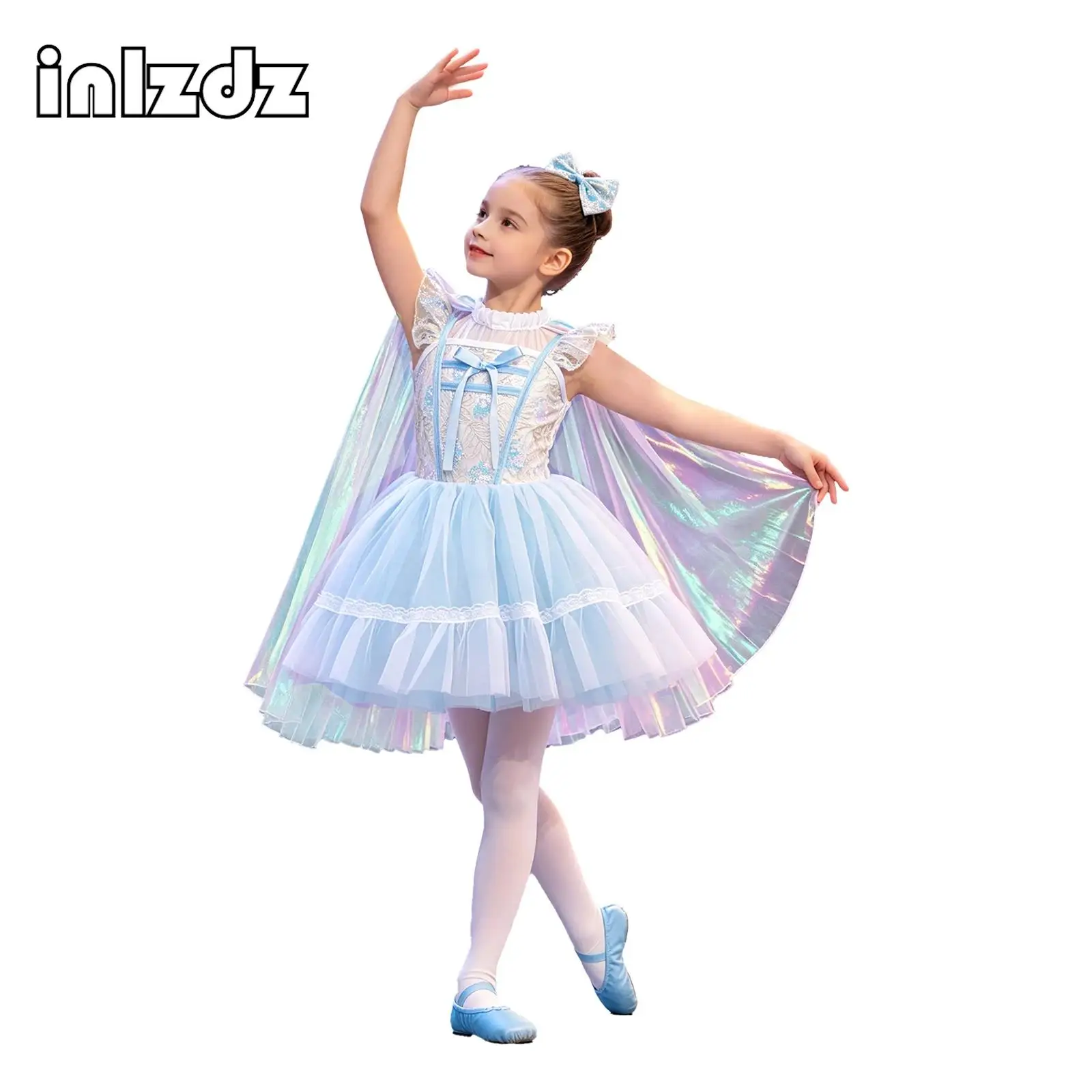 

Ballet Dress For Girls Ruffled Bow Sequin Swan Lake Performance Clothes Modern Dance Dress Gymnastic Ballet Performance Clothes