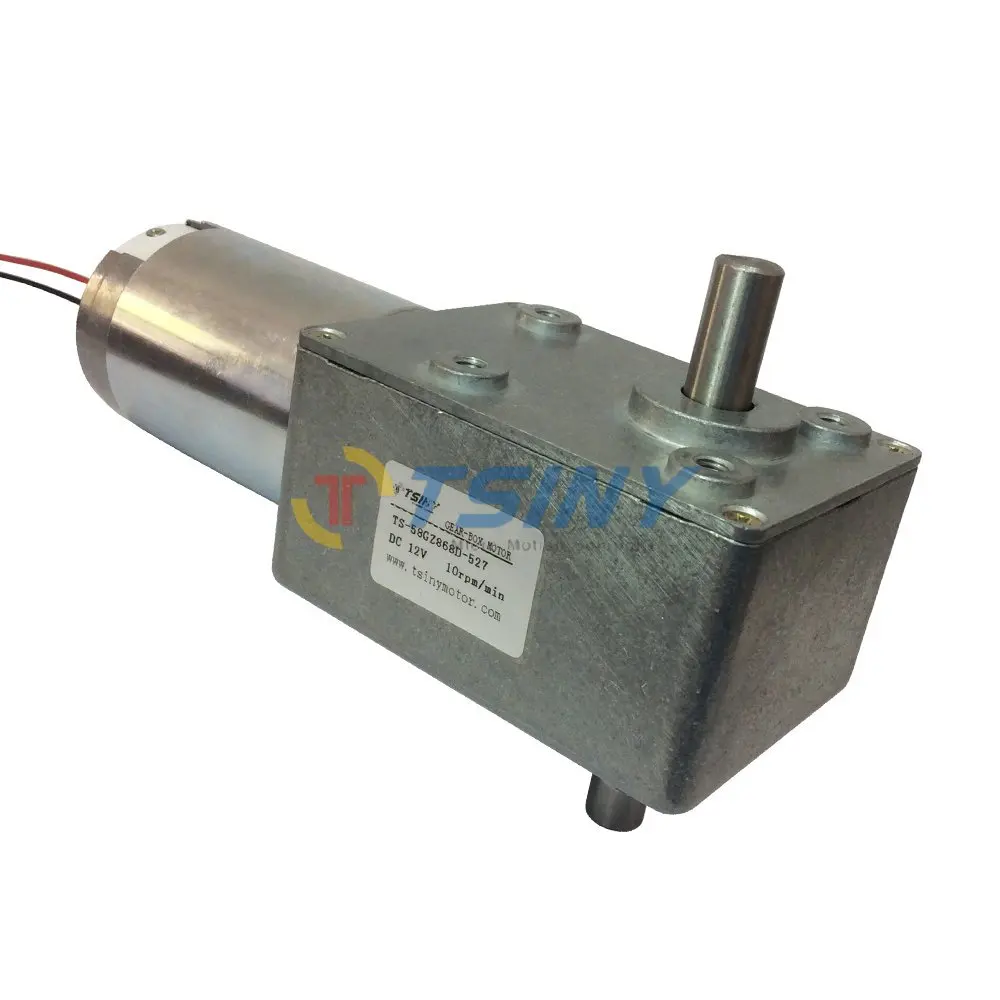 

TSINY High Torque DC 12 Volt Double Right Angle Out Shaft Turbo Geared Reducer Box Motor 10rpm Speed