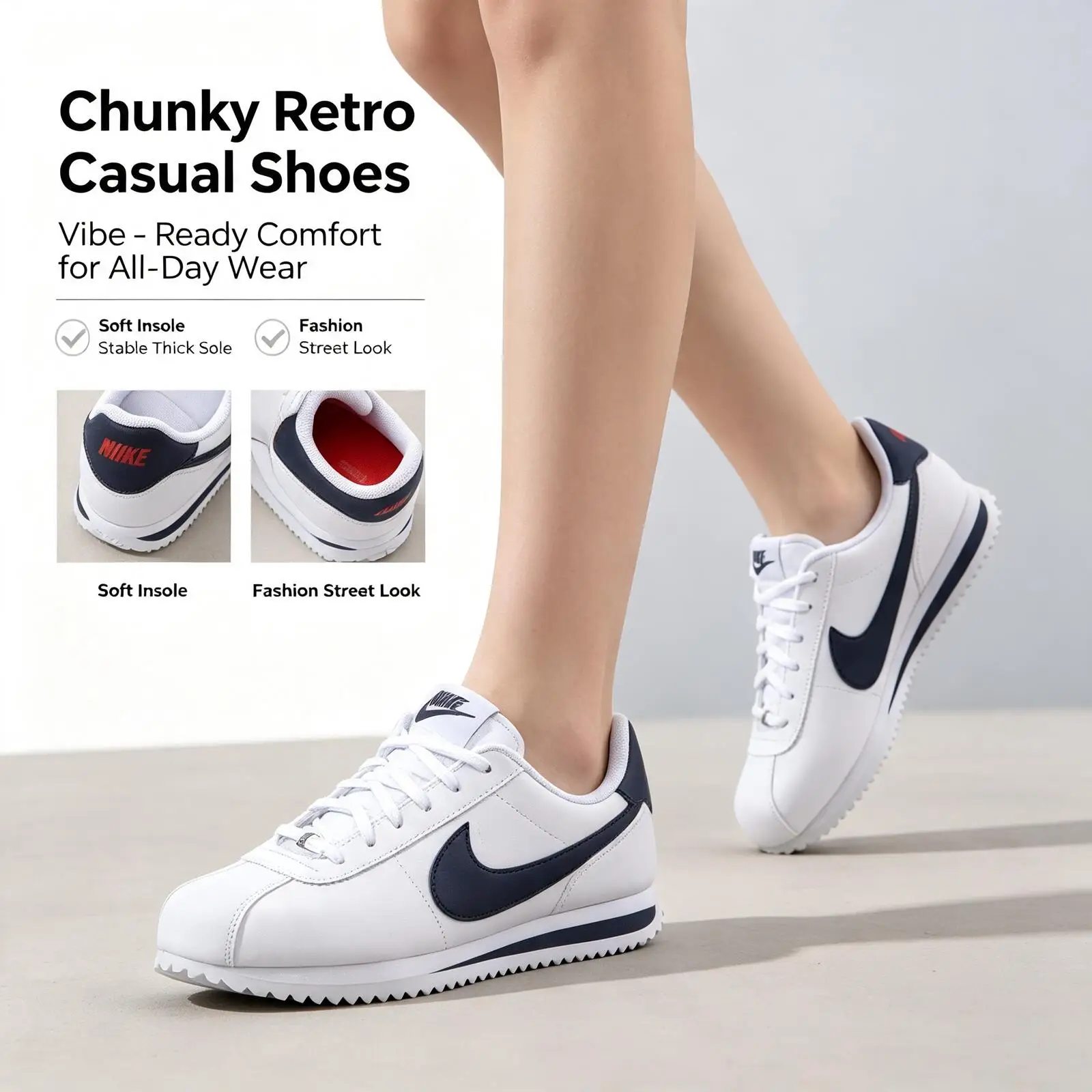 Hot Nike Women's Cortez Basic Sl Bg Sports Casual Breathable Classic White Shoes Sneakers 904764-106