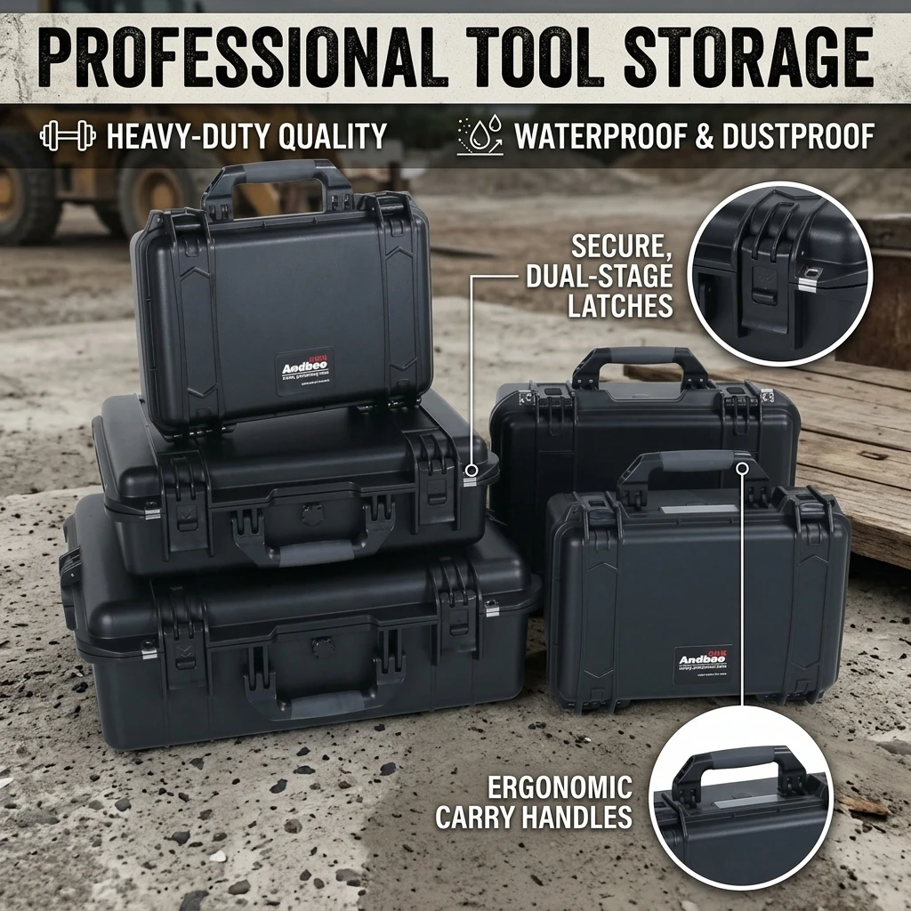 Newest Design Plastic Hard Carry Tool Case Waterproof IP67 Shockproof Metal Instrument Kit Storage Protect With Pre-cut Foam