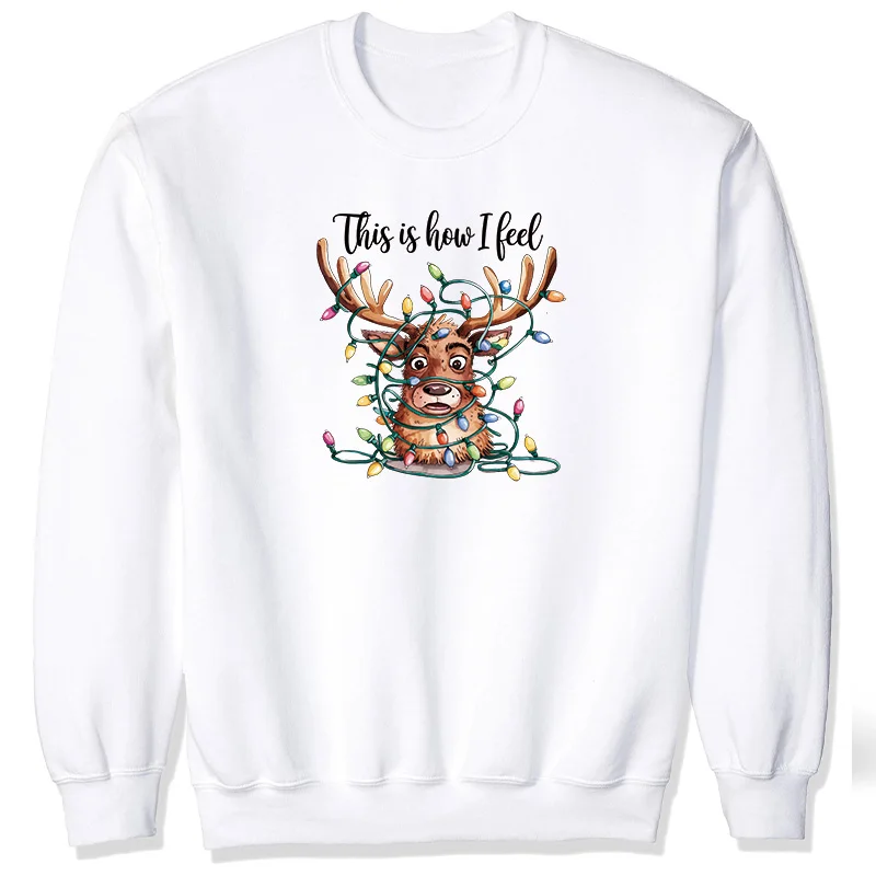 Christmas Cartoon Deer Design Iron On Heat Transfer DTF For Clothing Thermal Sticker On T-Shirt Jacket Decals