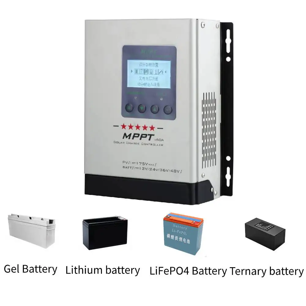 Lifepo4 Lithium Lead Acid GEL Battery Controller 12V/24V/36V/48V MPPT Solar Panel Charge Controller Regulator 60A PV Current