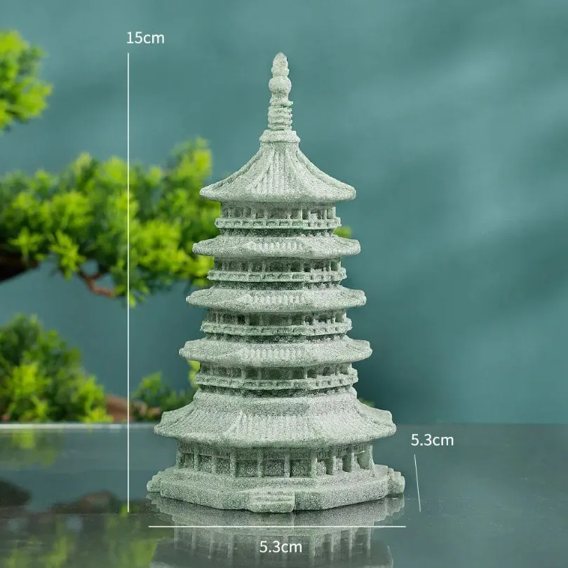 New Blue Sand Stone Leifeng Tower Ornament Rockery Fishing Tank Micro Landscape Antique Home Ornament