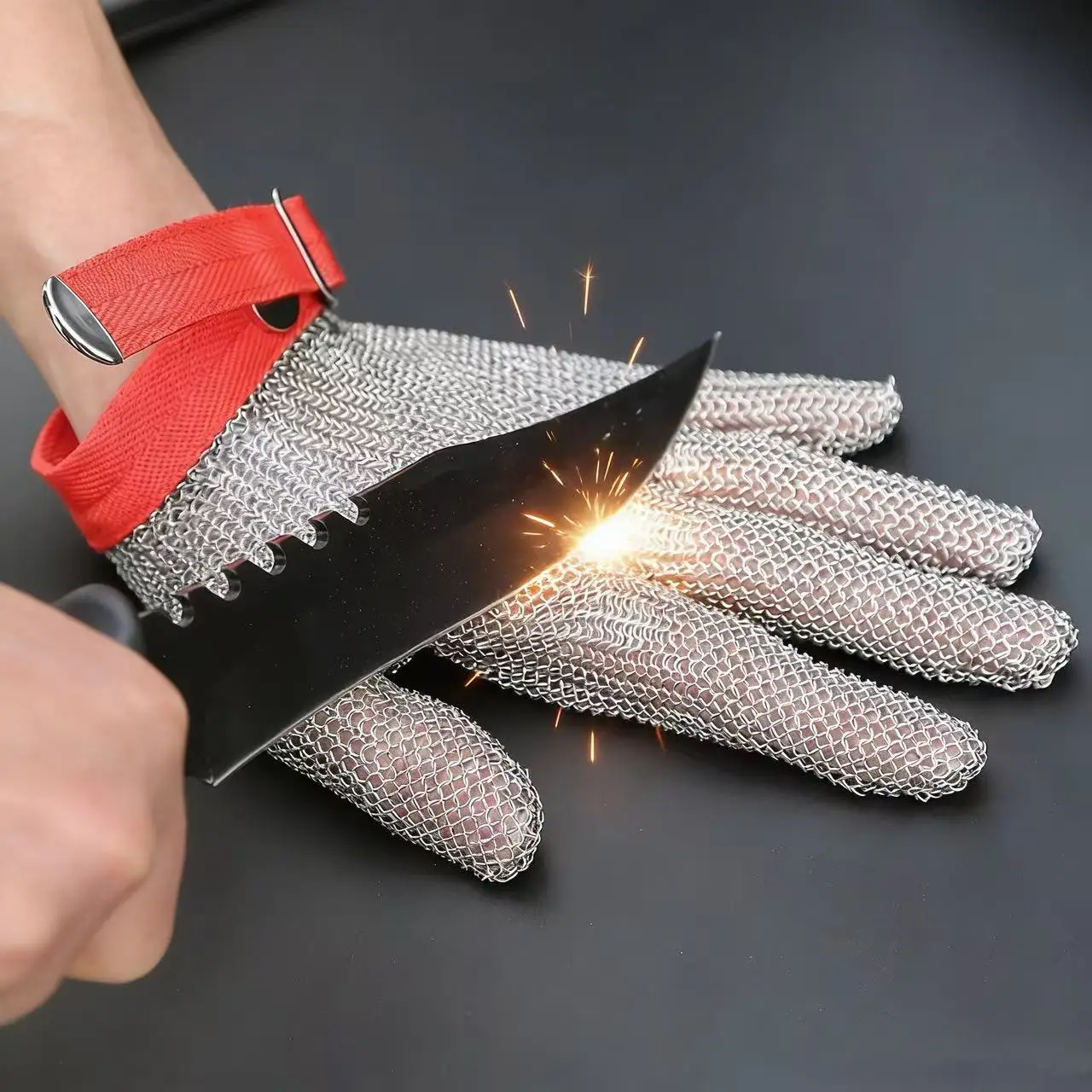 

HANDSAVE five finger stainless steel gloves, cutting resistant gloves, 304 stainless steel wire, metal mesh, kitchen cutting