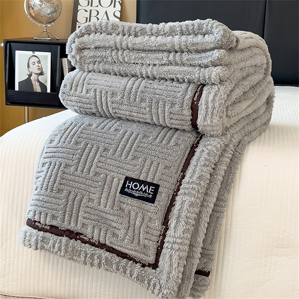 

Winter Luxury Coral Velvet Blanket Office Shawl Thicken Luxury Air Conditioning Nap Sofa Blankets Home Soft Breathable Bed Cover