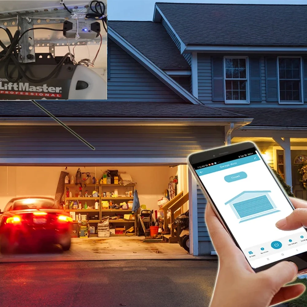 Wifi Tuya Garage Door Remote Control Opener Controller with Sensor Monitor Door Status Real Time No Hub Need Alexa Work