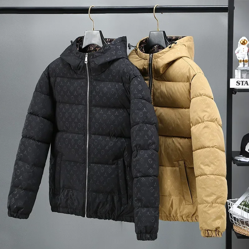 Chaqueta acolchada de invierno para hombre, abrigo grueso y cálido a prueba de viento, ropa de calle con estampado de moda de marca de lujo, Parka