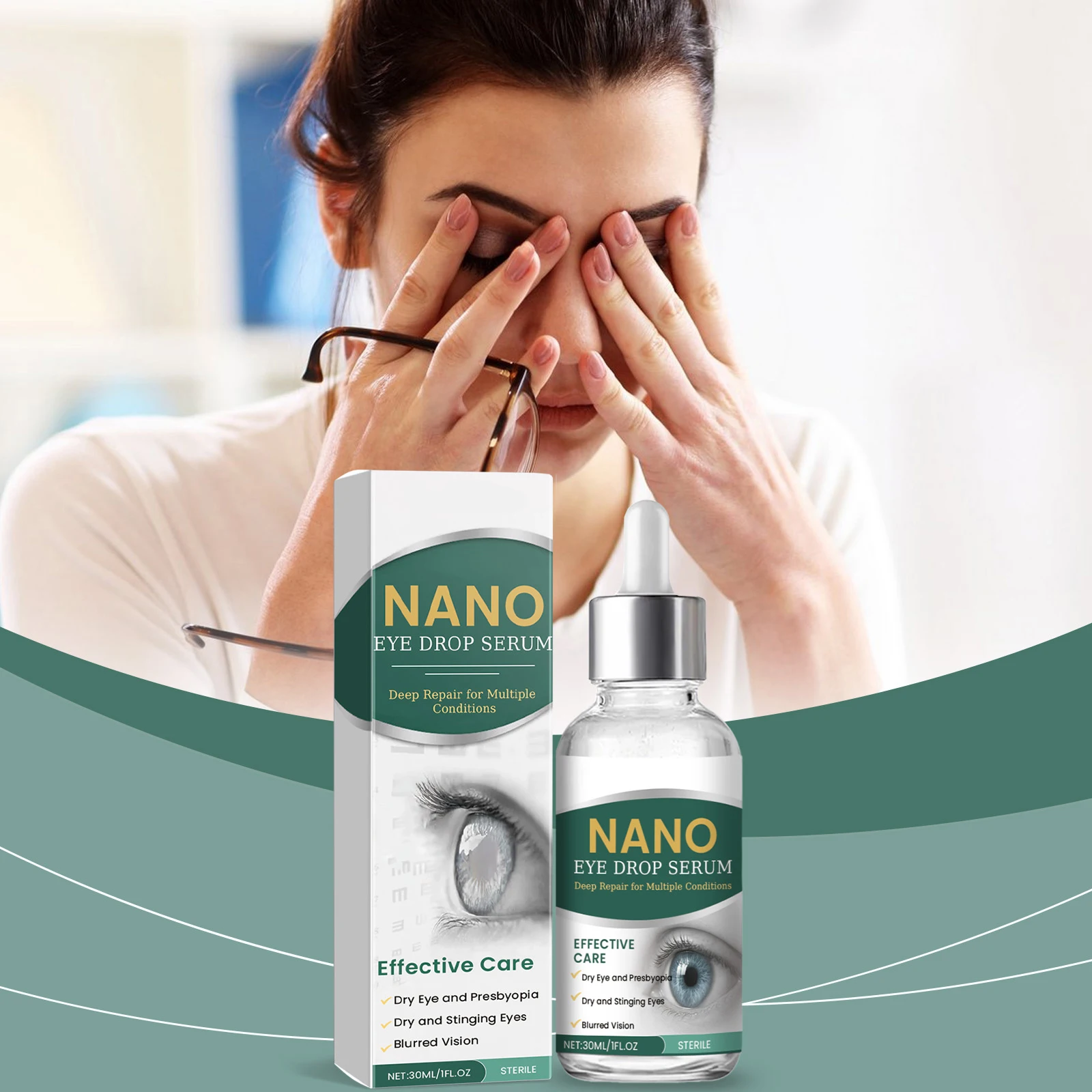 Nano Eye Drops Serum 30ml Natural Nano Lubricant Eye Drops Relieve Eyes Fatigue Portable Eye Care Serum for Dry Eye Presbyopia