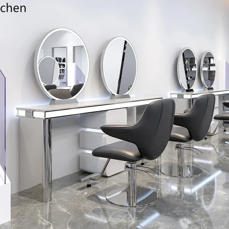 y8- barber shop mirror table hair salon special with desktop hair salon perm and dyeing table cabinet integrated cutting mirror