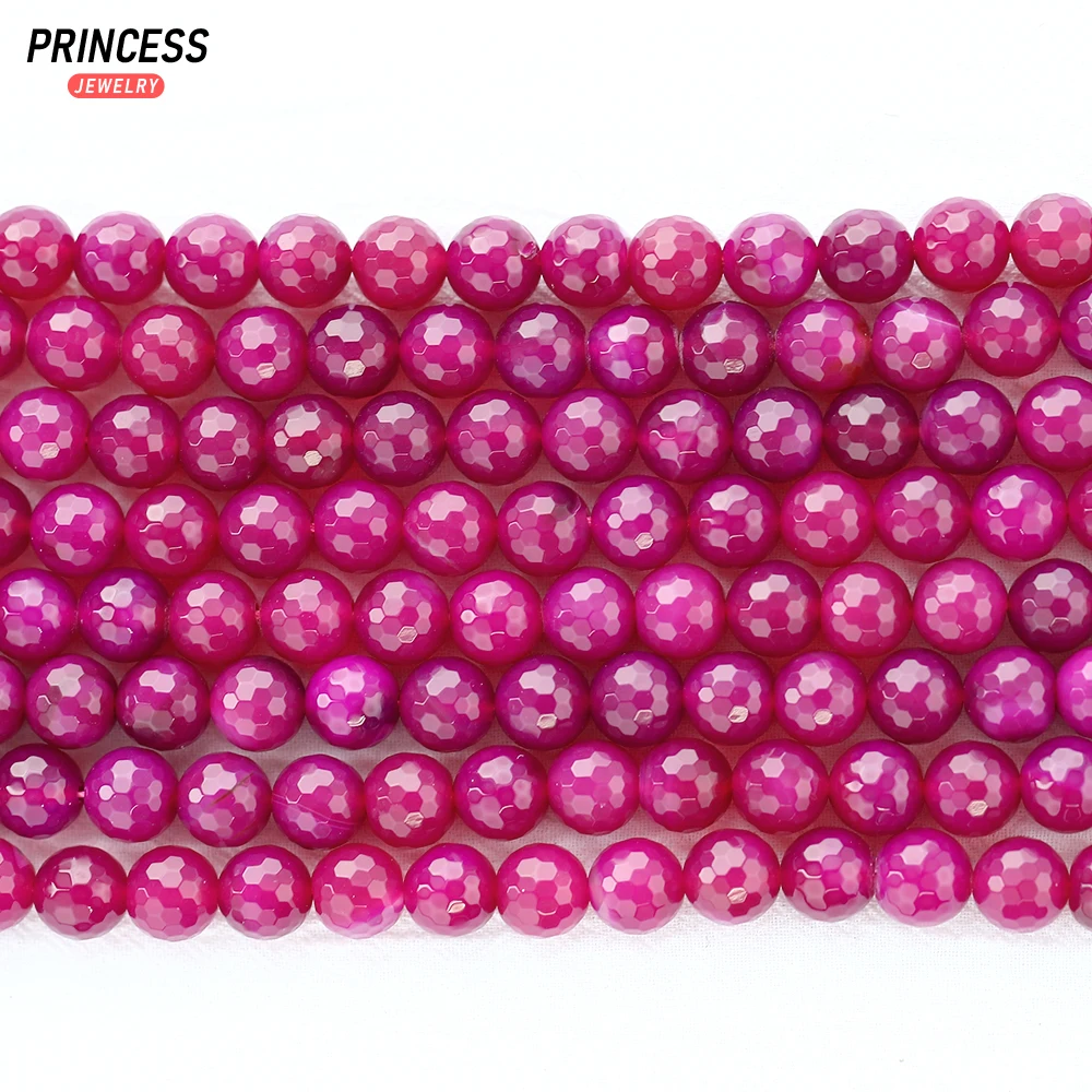 Eine natürliche Fuchsia Achat lila rot Chalcedon facettierte Perlen für Schmuck Herstellung Armband Halskette Ohrringe DIY Accessoires