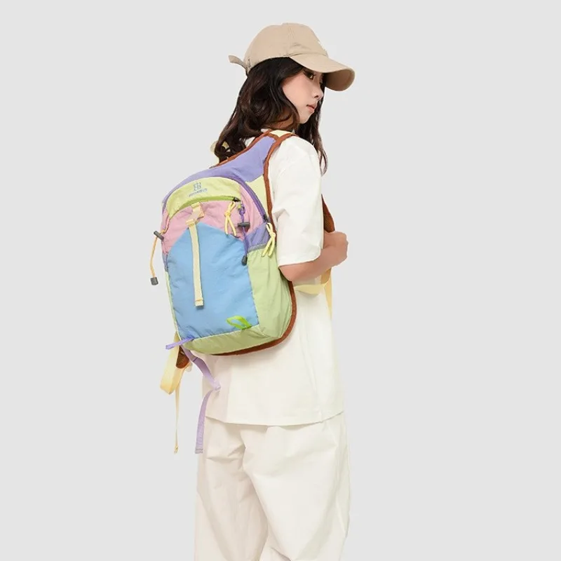 Travel backpack large capacity female dopamine outdoor hiking fitness multifunctional
