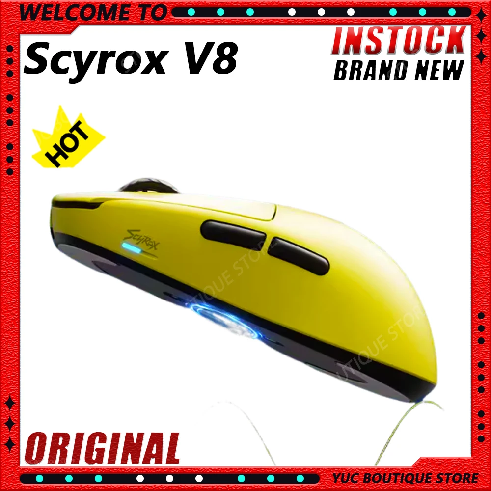 

Scyrox V8 В НАЛИЧИИ 8K Paw3950 Игровая беспроводная мышь для киберспорта с низкой задержкой, двухрежимная мышь, сверхлегкий аксессуар Nordic 52840