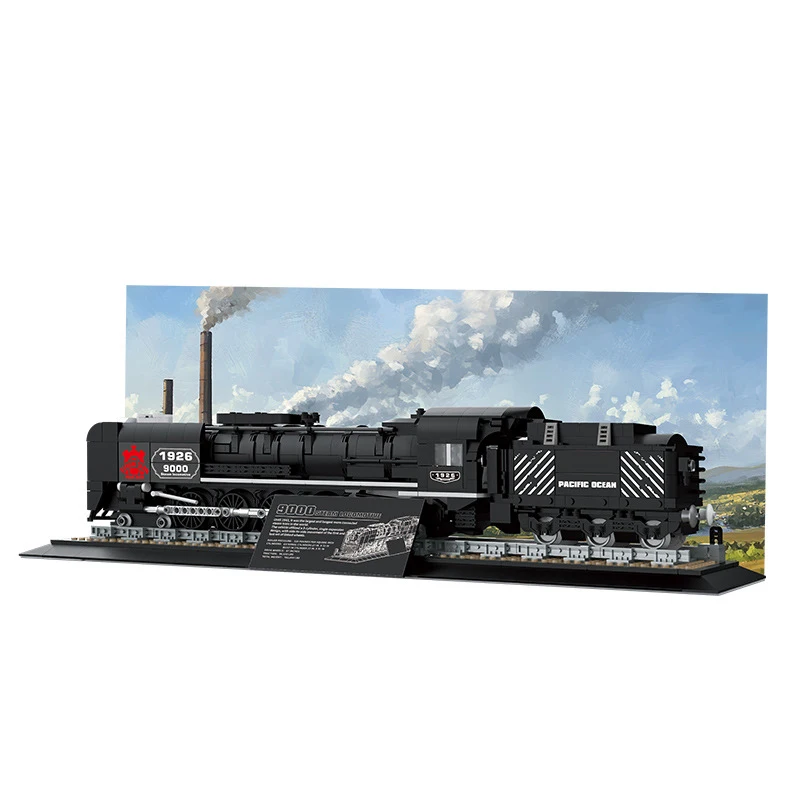 

IN STOCK MOC Creativity Steam Locomotive Building Blocks Model 9000 Train Bricks Assembling Toys for Children Birthday Gift Set