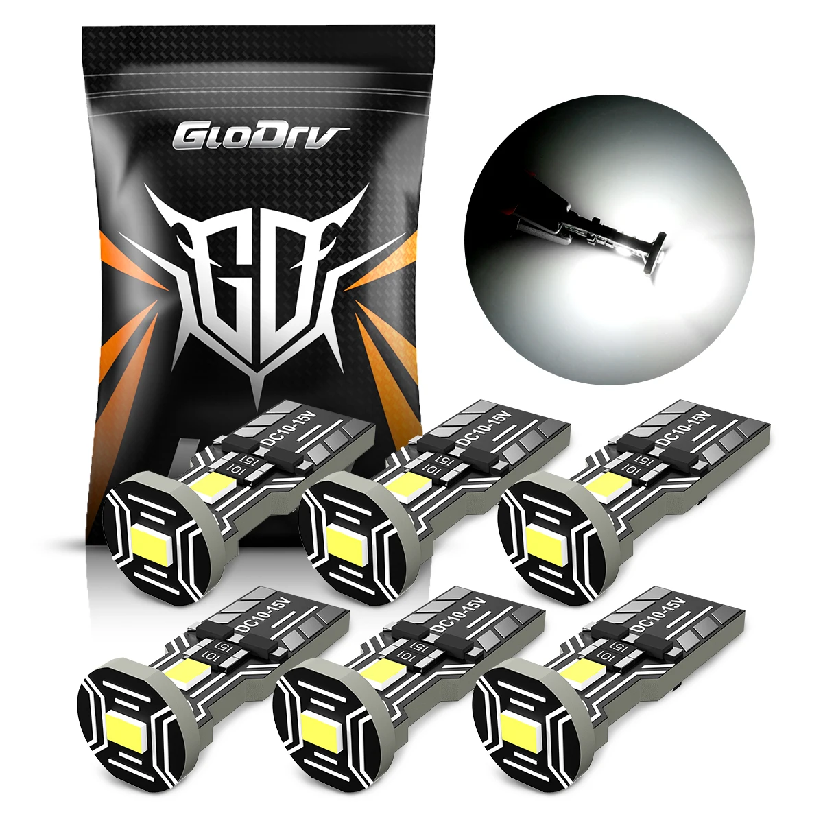 

GloDrv 6Pcs 194 168 175 2825 W5W T10 LED Bulbs for License Plate Light 6000K White for Car Dome Door Map Dash Courtesy Lights