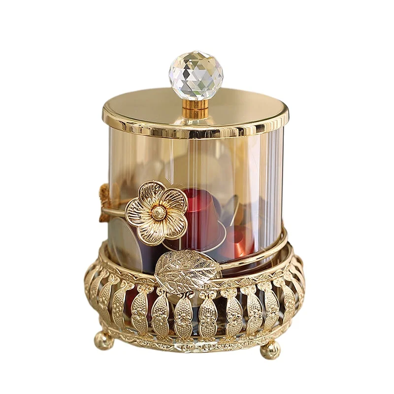 

Стеклянная банка для конфет с крышкой. Легкая роскошная золотая изысканная банка для хранения. Домашняя гостиная, стойка регистрации, банка для сахара, орнамент.