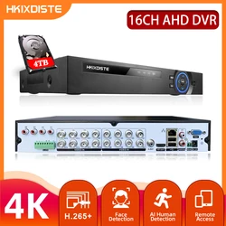 Grabador de vídeo Digital de videovigilancia, grabador DVR AHD de 16 canales, 4K, reconocimiento facial, 8MP, 6 en 1, híbrido, NVR, 16 canales, H.265