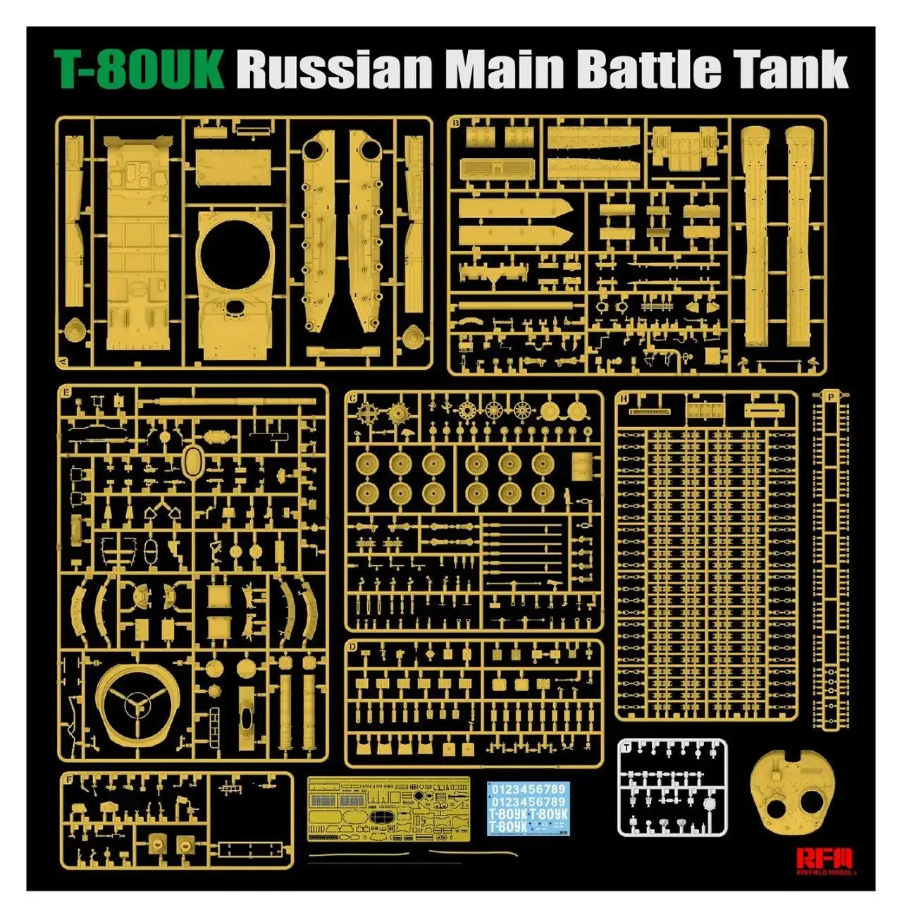 RYEFIELD 5115 1/35 러시아 메인 배터리 탱크 T-80UK, 빈 쉘 모델 키트