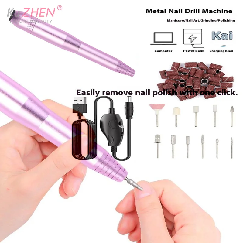 

Профессиональная электрическая дрель для ногтей, 16000 об/мин, высокоскоростная шлифовальная машинка для ногтей для маникюра, набор фрез, инструмент для снятия гель-лака