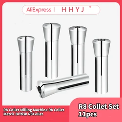 R8 Collet Milling Machine R8 Collet Metric British R8Collet Clamping Size Milling Tool Holder R8 Collet Chuck Set Spring Collet