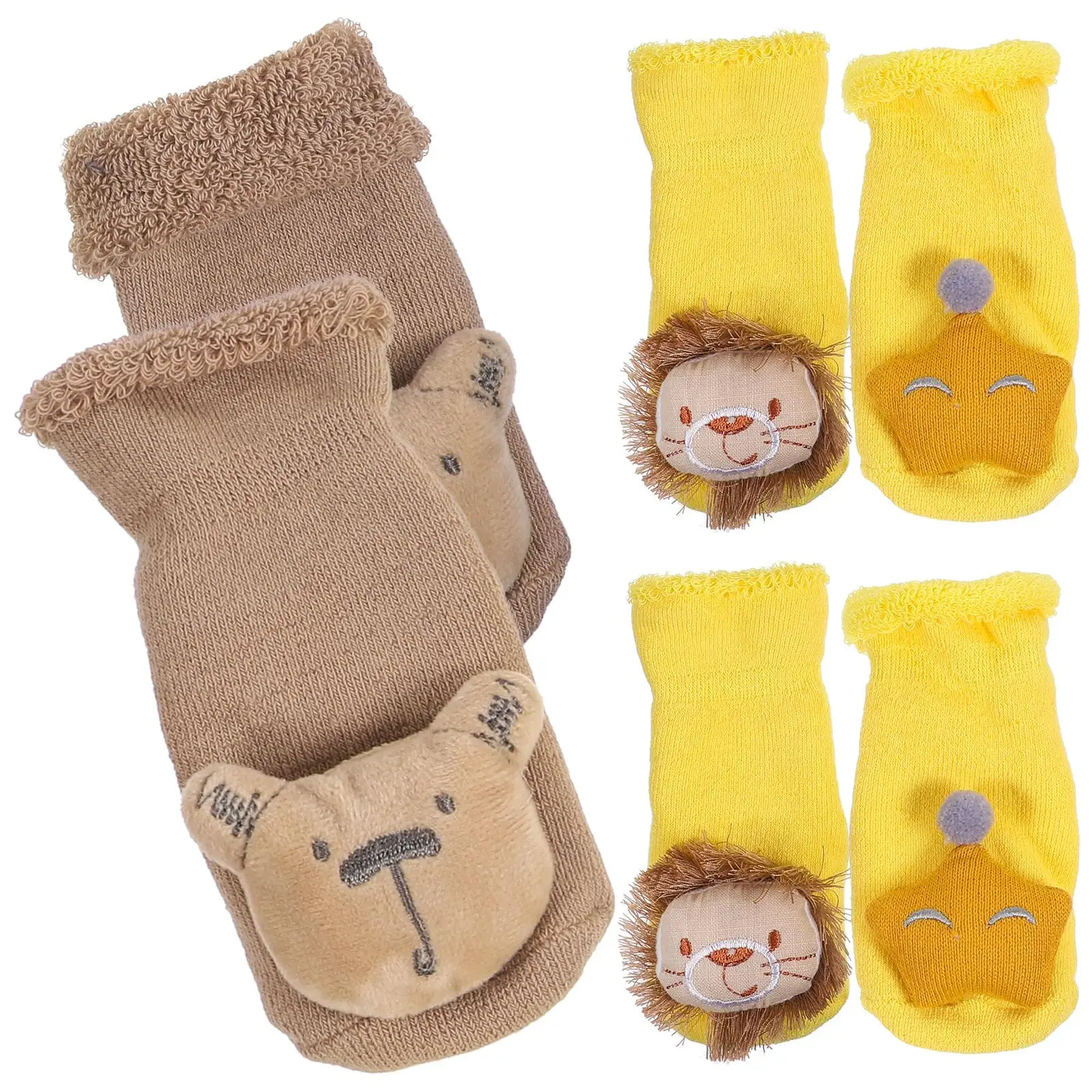 

3 Pairs Baby Floor Socks Safe Walking Infant Slipper Thermal Adorable Cartoon for Babies Combed Cotton Anti-skid