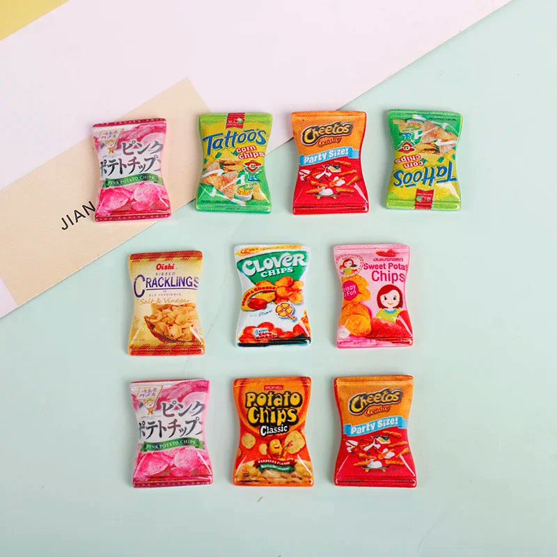 10pcs/set Dollhouse Miniature Kitchen Food Potato Chips DIY Pretend Play Toys