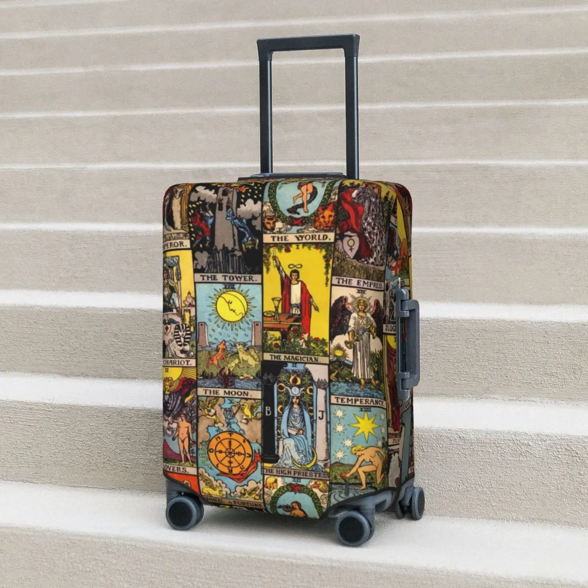 Vintage Moon Suitcase Cover Tarot Art Collage Travel Flight Strectch Luggage Accesories Protection