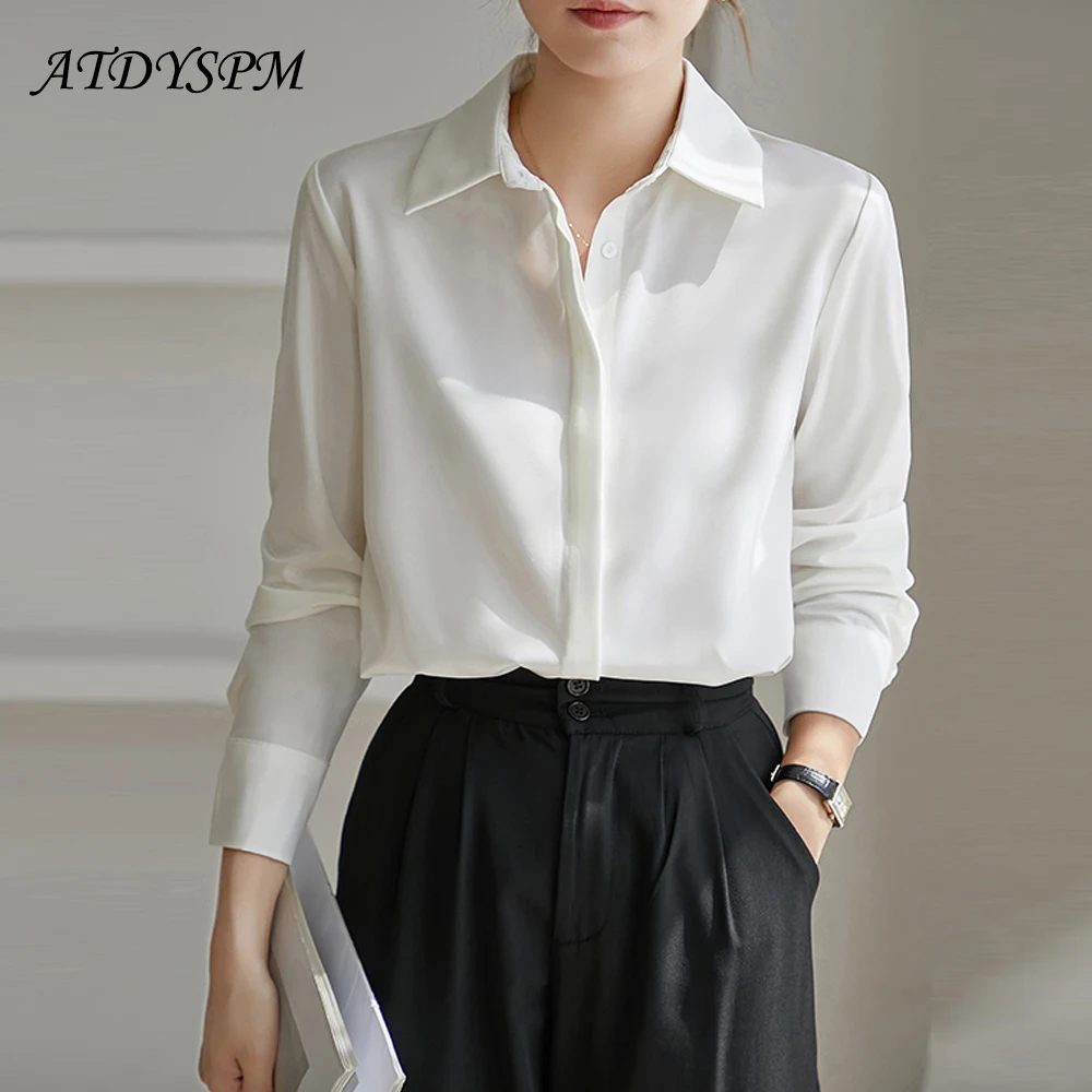 

Elegant Office Lady White Shirts Korean Fashion Women Chiffon Blouses Basic Tops Vintage Women Casual Clothing 2025