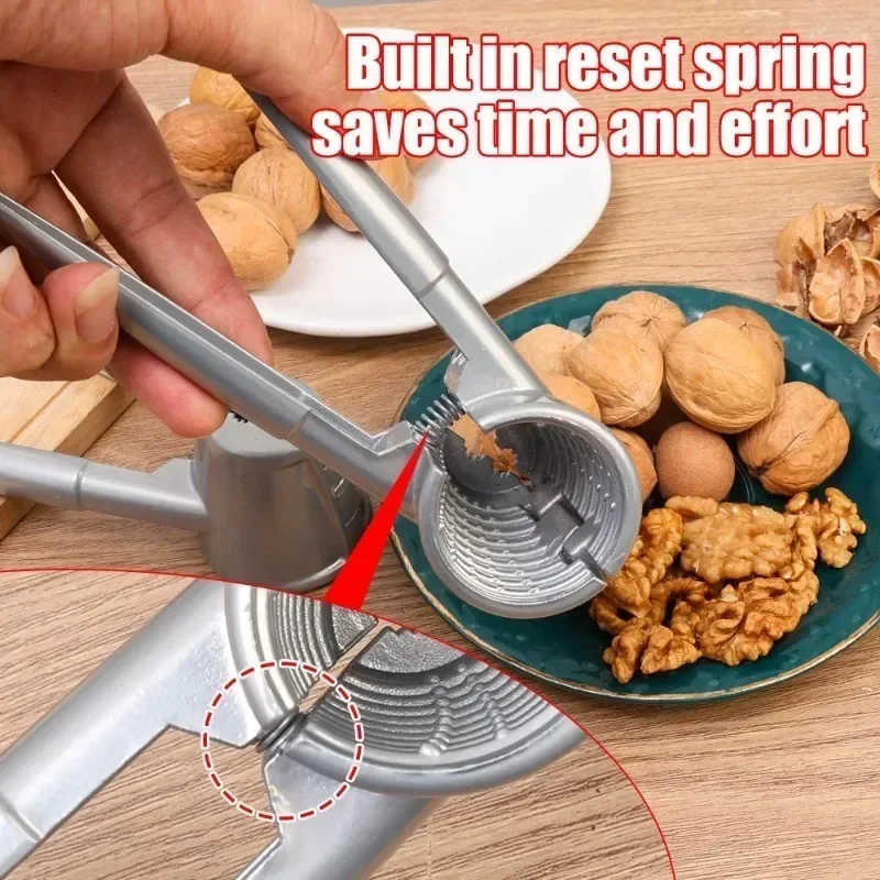 2/1pcs Portable Nut Cracker Silver Metal Walnut Clip Cracker Opener Walnut Plier Nut Shelling Tools Kitchen Gadgets Accessories