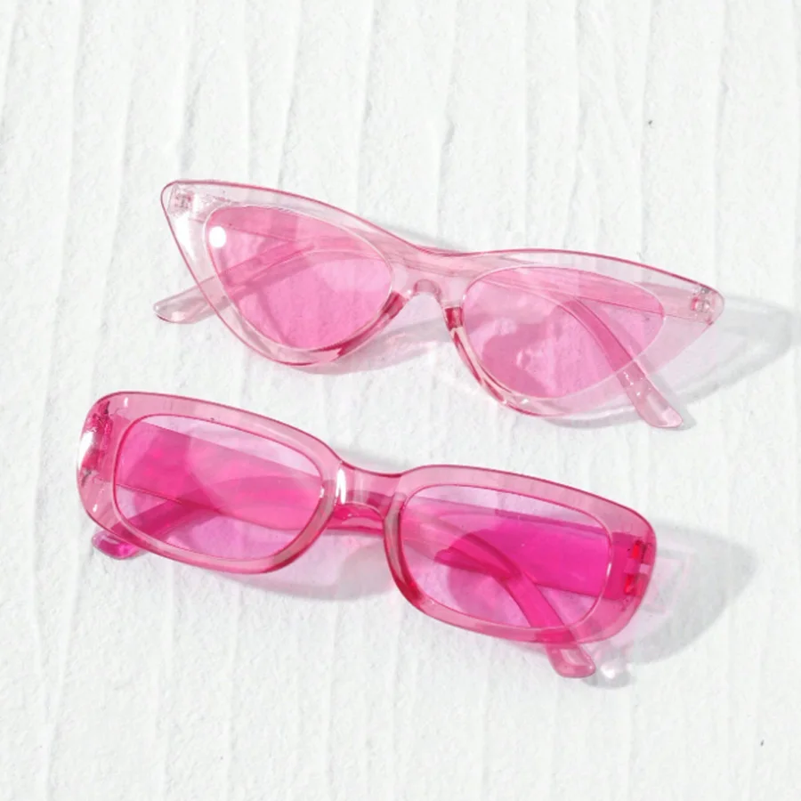 2PCS Cat Eye Square Pink fashion Women Sunglasses casual Casual Holiday Beach Decorative Glasses