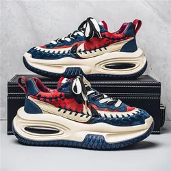 2025 New Four Seasons Men's Leather Casual Sneakers Trendy and Versatile Thick Soled Men's Height Increasing Board Shoes