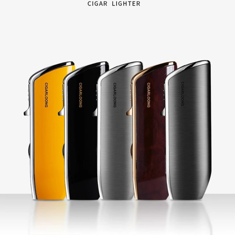CIGARLOONG Cigar Three-flame Torch Flame Lighter, Windproof Straight-through Metal Personalized Creative Portable Cigar Lighter - view 4