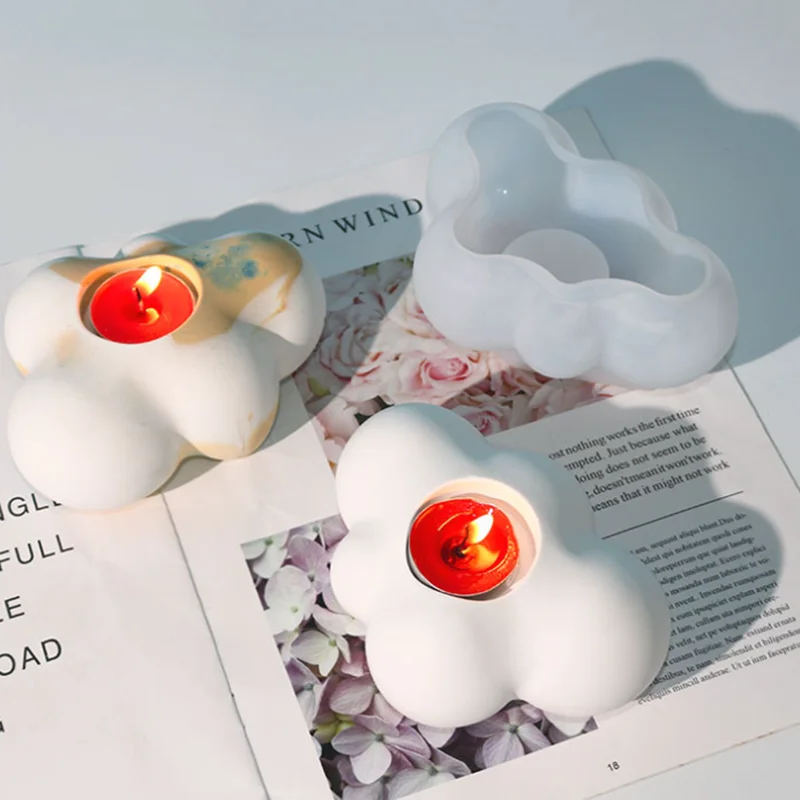 

Cloud Shape Candlesticks Silicone Mold Cement Plaster Candle Holder Mould Home Decor Candle Jar Mould Epoxy Molds