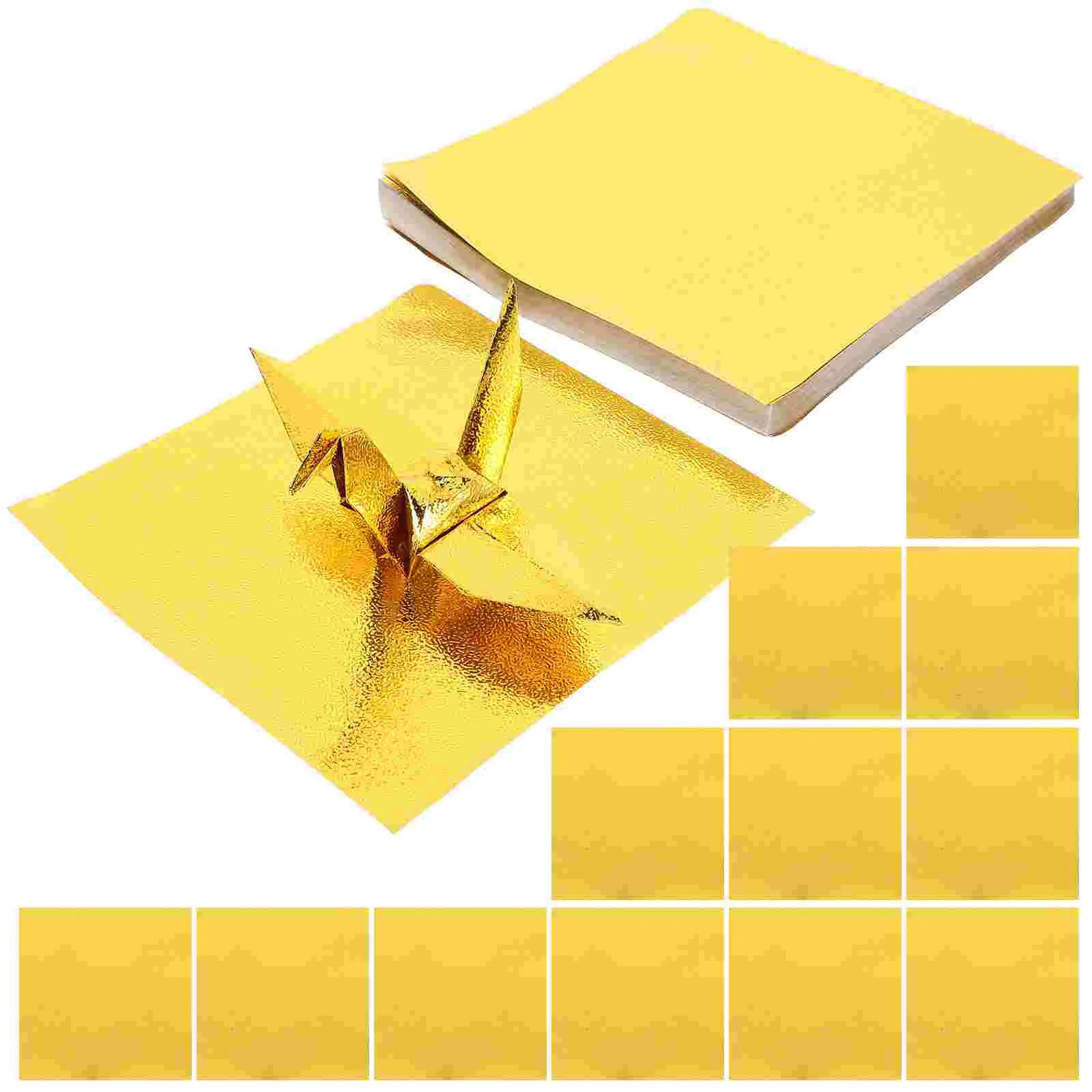 

100 Sheets Single-sided Pearlescent Origami Folding Paper Ornament Decorative DIY Card Stock Golden Color Craft Child