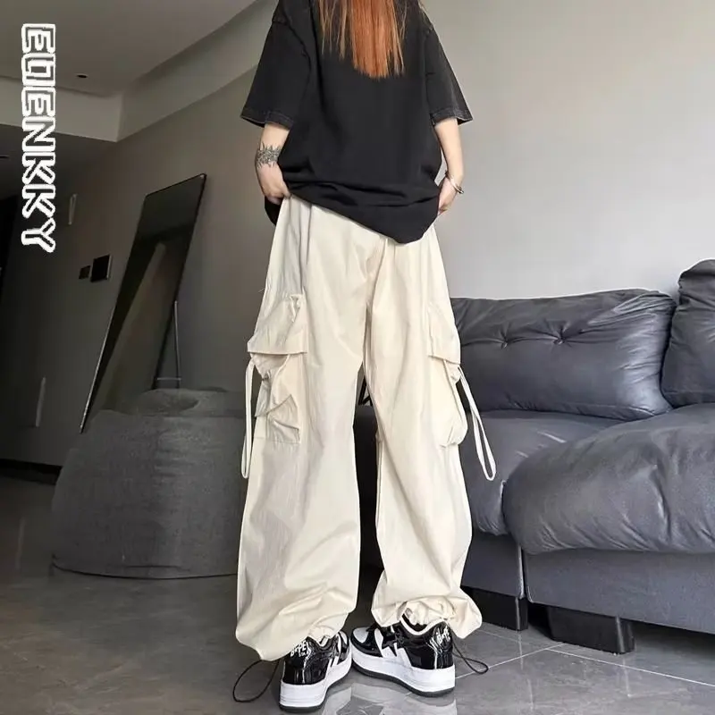 Summer Cargo Pants Women American Street Retro Y2k Quick-drying Wide-leg Pants Harajuku High Waist Casual Trousers Unisex 2023