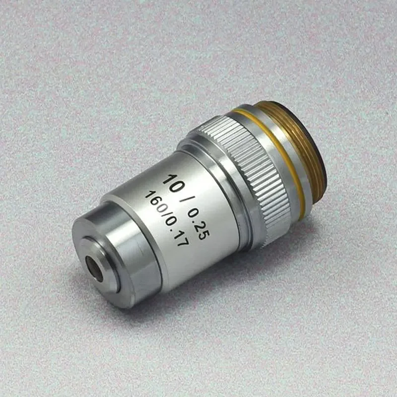 Biological Microscope Achromatic Objective Lens 4X 10X 20X 40X 60X 100X(oil) RMS 20.3mm Thread Silver Shell