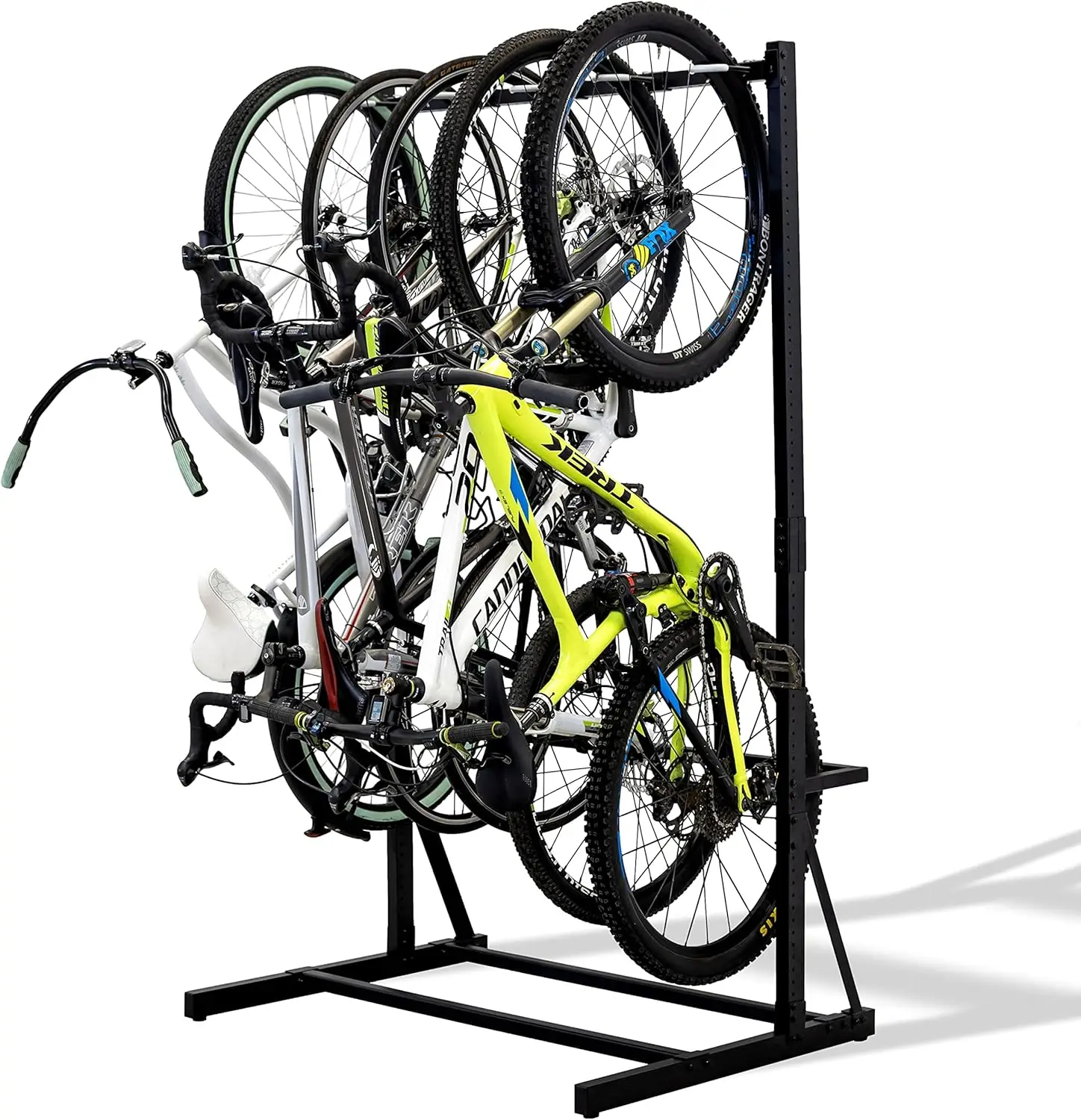 Teal Triangle Freestanding 5 Bike Storage Rack, The Original G-Bike, Indoor Garage Floor Stand, Bicycle Organizer