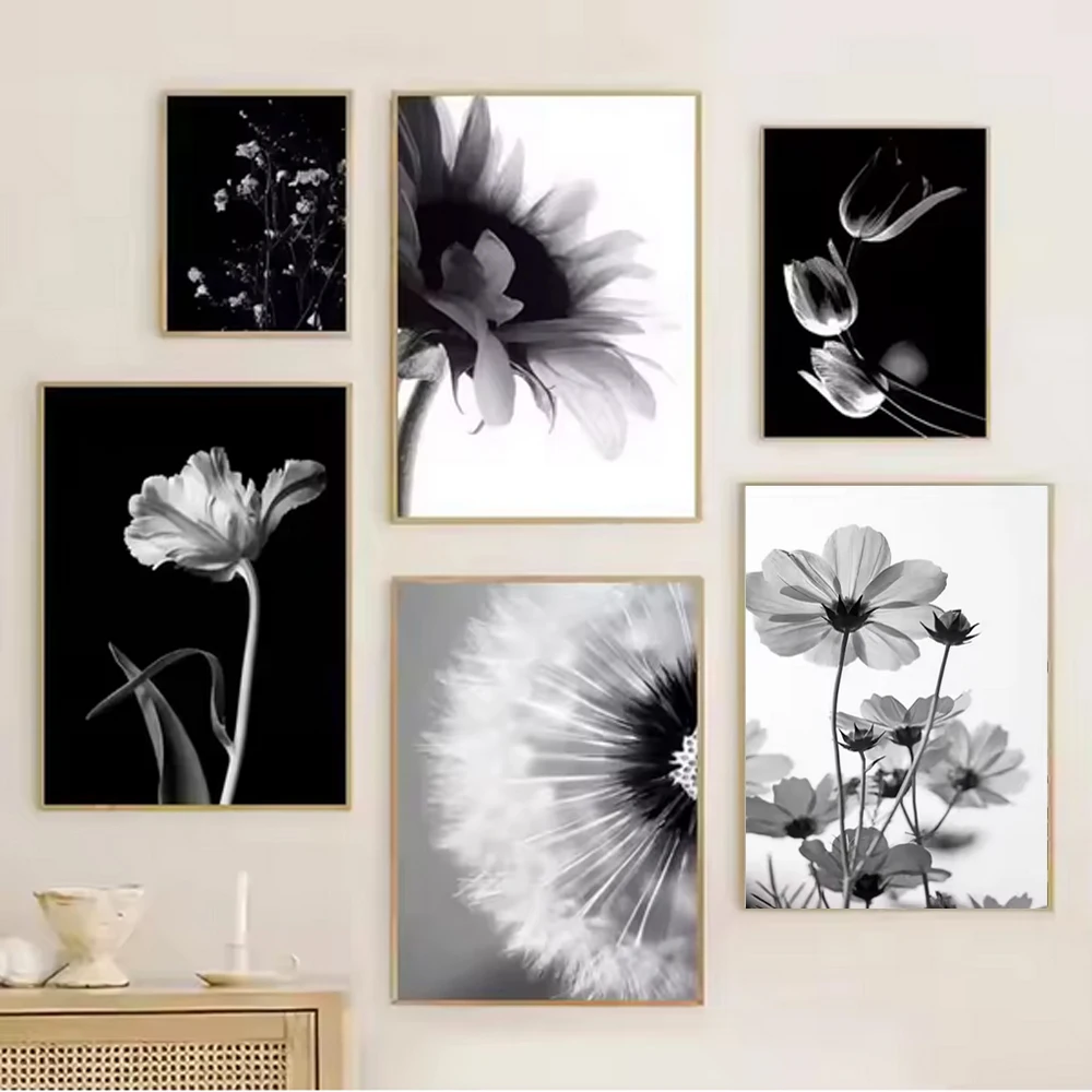 

5D DIY Diamond Painting Kits Black And White Art Plant Flower Mosaic Cross Stitch Kits Picture Of Rhinestones Embroidery